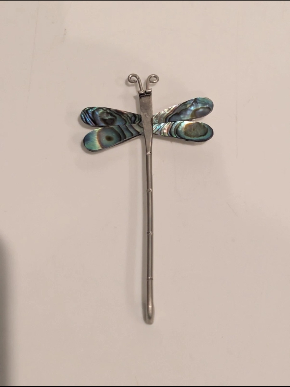 Vintage Alpaca Mexico Silver Tone Abalone Shell MOP Dragonfly  Brooch Pin